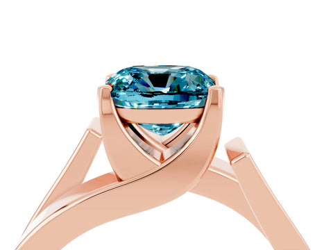 Rose gold Modern Tension Set Cushion Cut Blue Topaz Solitaire Wide Band Ring_4