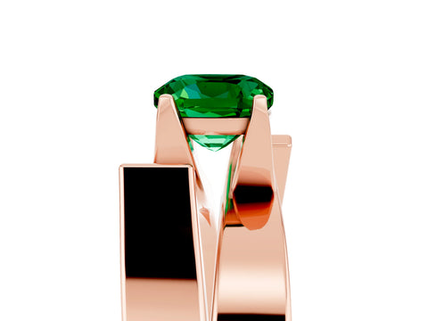 Rose gold Modern Tension Set Cushion Cut Emerald Solitaire Wide Band Ring_5