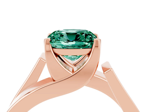 Rose gold Modern Tension Set Cushion Cut Green Sapphire Solitaire Wide Band Ring_4