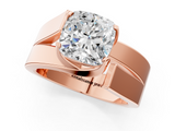 Rose gold Modern Tension Set Cushion Solitaire Wide Band Ring_125