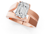 Rose gold Modern Tension Set Emerald Solitaire Wide Band Ring_139
