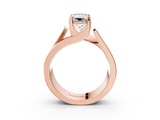 Rose gold Modern Tension Set Emerald Solitaire Wide Band Ring_141