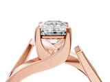 Rose gold Modern Tension Set Emerald Solitaire Wide Band Ring_142