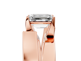Rose gold Modern Tension Set Emerald Solitaire Wide Band Ring_143