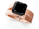 Rose gold Modern Tension Set Fancy Black Asscher Cut Solitaire Wide Band Ring_1