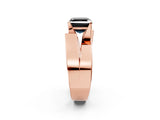Rose gold Modern Tension Set Fancy Black Asscher Cut Solitaire Wide Band Ring_2