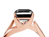 Rose gold Modern Tension Set Fancy Black Asscher Cut Solitaire Wide Band Ring_4