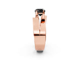 Rose gold Modern Tension Set Fancy Black Cushion Cut Solitaire Wide Band Ring_2