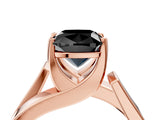 Rose gold Modern Tension Set Fancy Black Cushion Cut Solitaire Wide Band Ring_4
