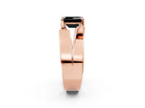 Rose gold Modern Tension Set Fancy Black Emerald Cut Solitaire Wide Band Ring_2