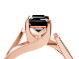 Rose gold Modern Tension Set Fancy Black Emerald Cut Solitaire Wide Band Ring_4