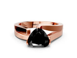 Rose gold Modern Tension Set Fancy Black Heart Cut Solitaire Wide Band Ring