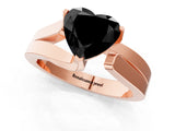 Rose gold Modern Tension Set Fancy Black Heart Cut Solitaire Wide Band Ring_1