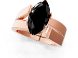 Rose gold Modern Tension Set Fancy Black Marquise Cut Solitaire Wide Band Ring_1