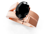 Rose gold Modern Tension Set Fancy Black Oval Cut Solitaire Wide Band Ring_1