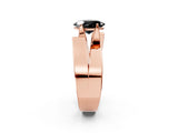Rose gold Modern Tension Set Fancy Black Oval Cut Solitaire Wide Band Ring_2