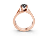 Rose gold Modern Tension Set Fancy Black Oval Cut Solitaire Wide Band Ring_3