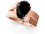 Rose gold Modern Tension Set Fancy Black Pear Cut Solitaire Wide Band Ring_1