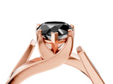 Rose gold Modern Tension Set Fancy Black Pear Cut Solitaire Wide Band Ring_4