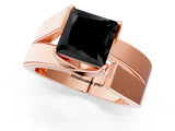 Rose gold Modern Tension Set Fancy Black Princess Cut Solitaire Wide Band Ring_1