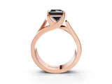 Rose gold Modern Tension Set Fancy Black Princess Cut Solitaire Wide Band Ring_3