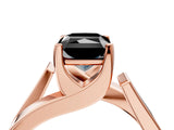 Rose gold Modern Tension Set Fancy Black Radiant Cut Solitaire Wide Band Ring_4