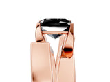Rose gold Modern Tension Set Fancy Black Radiant Cut Solitaire Wide Band Ring_5