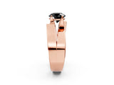 Rose gold Modern Tension Set Fancy Black Round Cut Solitaire Wide Band Ring_2