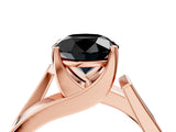 Rose gold Modern Tension Set Fancy Black Round Cut Solitaire Wide Band Ring_4