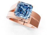Rose gold Modern Tension Set Fancy Blue Asscher  Solitaire Wide Band Ring_70