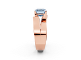 Rose gold Modern Tension Set Fancy Blue Asscher  Solitaire Wide Band Ring_71