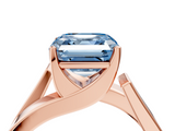 Rose gold Modern Tension Set Fancy Blue Asscher  Solitaire Wide Band Ring_73