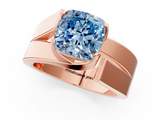 Rose gold Modern Tension Set Fancy Blue Cushion  Solitaire Wide Band Ring_63
