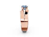 Rose gold Modern Tension Set Fancy Blue Cushion  Solitaire Wide Band Ring_64