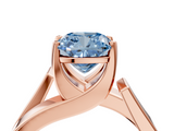 Rose gold Modern Tension Set Fancy Blue Cushion  Solitaire Wide Band Ring_66