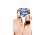 Rose gold Modern Tension Set Fancy Blue Cushion  Solitaire Wide Band Ring_67