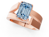 Rose gold Modern Tension Set Fancy Blue Emerald  Solitaire Wide Band Ring_100