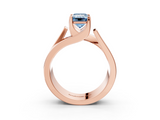 Rose gold Modern Tension Set Fancy Blue Emerald  Solitaire Wide Band Ring_102
