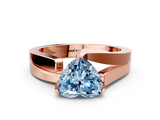 Rose gold Modern Tension Set Fancy Blue Heart  Solitaire Wide Band Ring_110