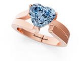 Rose gold Modern Tension Set Fancy Blue Heart  Solitaire Wide Band Ring_111