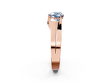 Rose gold Modern Tension Set Fancy Blue Heart  Solitaire Wide Band Ring_112