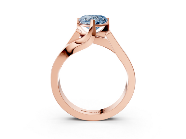 Rose gold Modern Tension Set Fancy Blue Heart Cut Diamond Solitaire Wide Band Ring