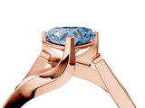 Rose gold Modern Tension Set Fancy Blue Heart  Solitaire Wide Band Ring_114