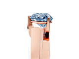 Rose gold Modern Tension Set Fancy Blue Heart  Solitaire Wide Band Ring_115