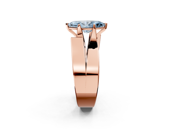 Rose gold Modern Tension Set Fancy Blue Marquise Cut Diamond Solitaire Wide Band Ring