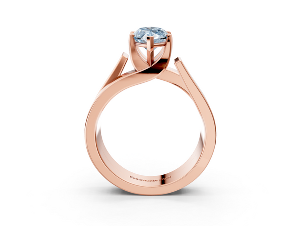 Rose gold Modern Tension Set Fancy Blue Marquise Cut Diamond Solitaire Wide Band Ring