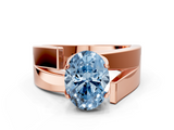 Rose gold Modern Tension Set Fancy Blue Oval  Solitaire Wide Band Ring_62