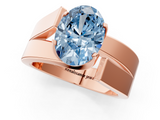 Rose gold Modern Tension Set Fancy Blue Oval  Solitaire Wide Band Ring_63
