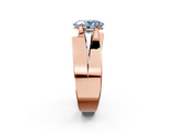 Rose gold Modern Tension Set Fancy Blue Oval  Solitaire Wide Band Ring_64