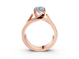 Rose gold Modern Tension Set Fancy Blue Oval  Solitaire Wide Band Ring_65